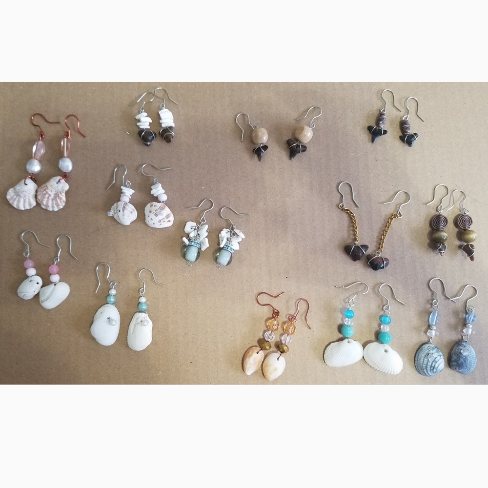 Handmade Unique Shell Earrings! Sharks Teeth Too!